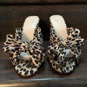 Loeffler Randall Camellia Penny Animal Print Heels Bow Sandals 9.5 B $395